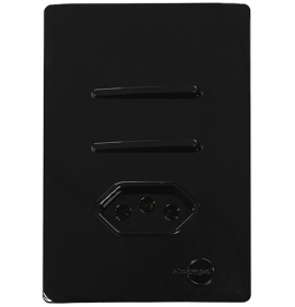 Cj Interruptor Duplo Paralelo + Tomada 10A 4x2 - Novara Preto Grafite Total